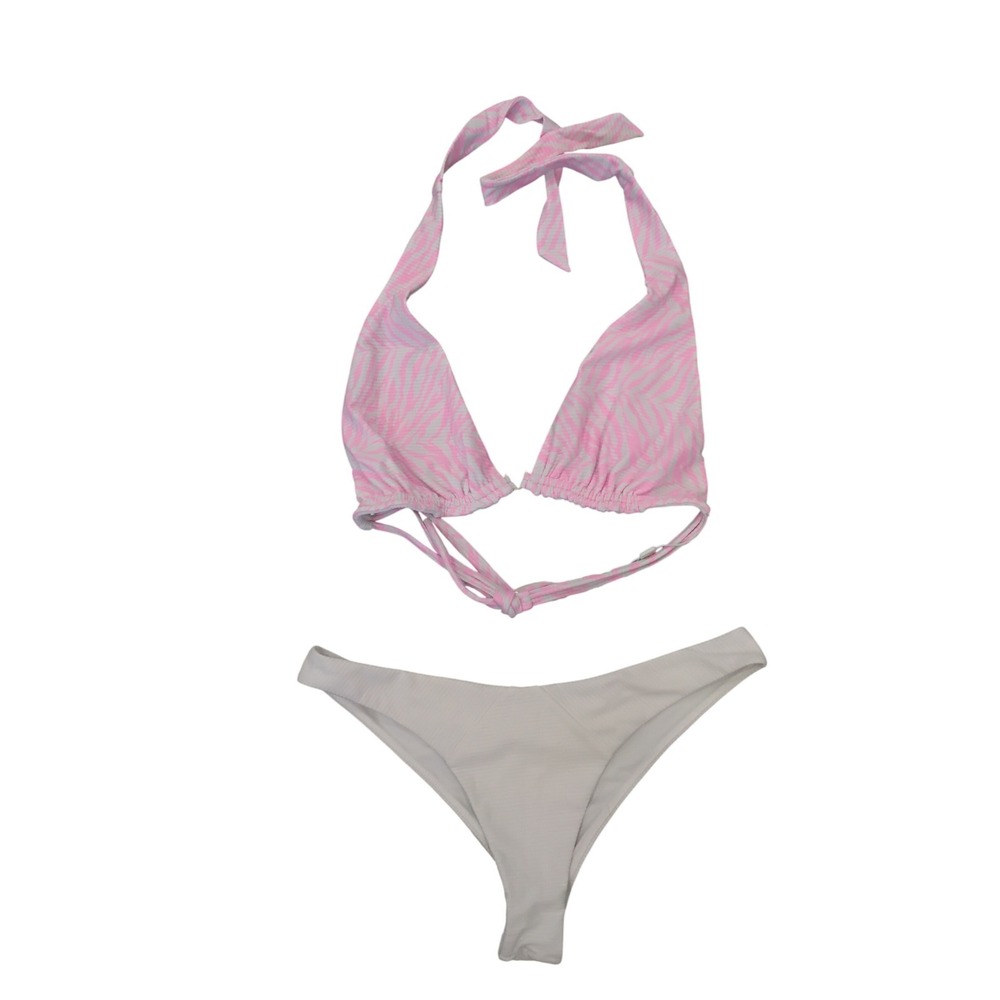 Beach Bunny Georgia Halt Pink Zebra Bikini‎ Top DD Sydney Tango Bottom XL - New